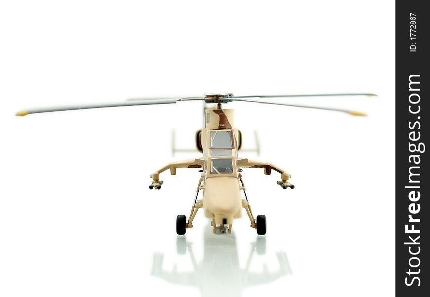 Fighter helicopter on white background