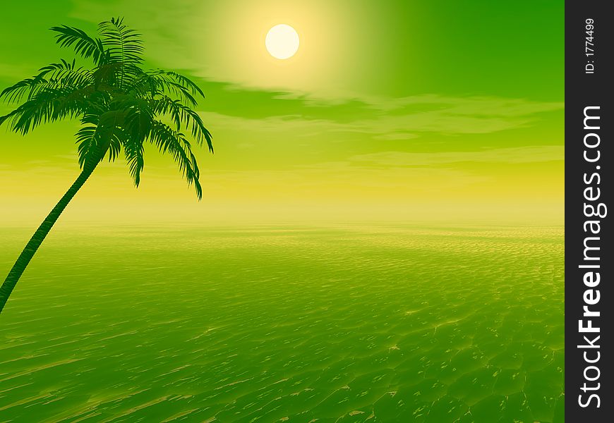 Coconut palm tree on a beach - 3d illustration. More in my portfolio. Coconut palm tree on a beach - 3d illustration. More in my portfolio.