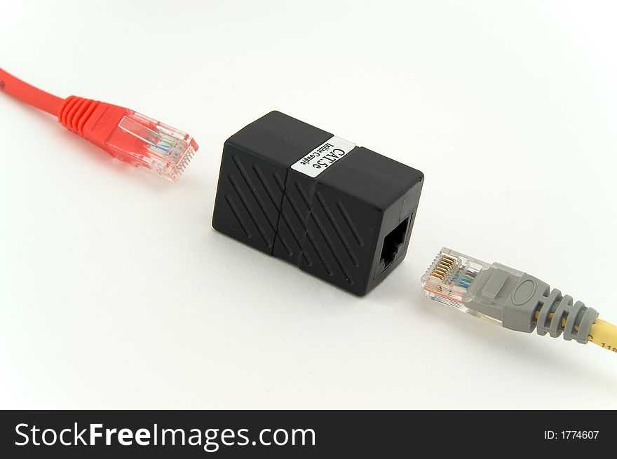 RJ45 ethernet cable couple isolated on the white background. RJ45 ethernet cable couple isolated on the white background.