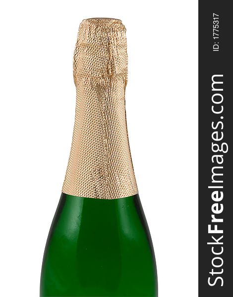 Bottle of a champagne, isolated on white, clipping path included
