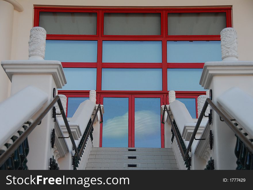Red Doors And Staircse