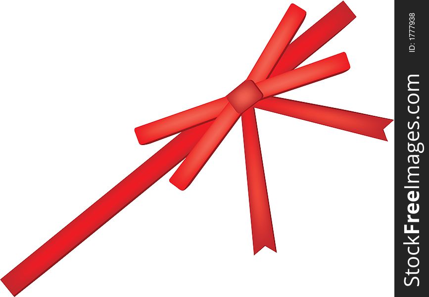 A red ribon tied in a bow over a pure white background. A red ribon tied in a bow over a pure white background.
