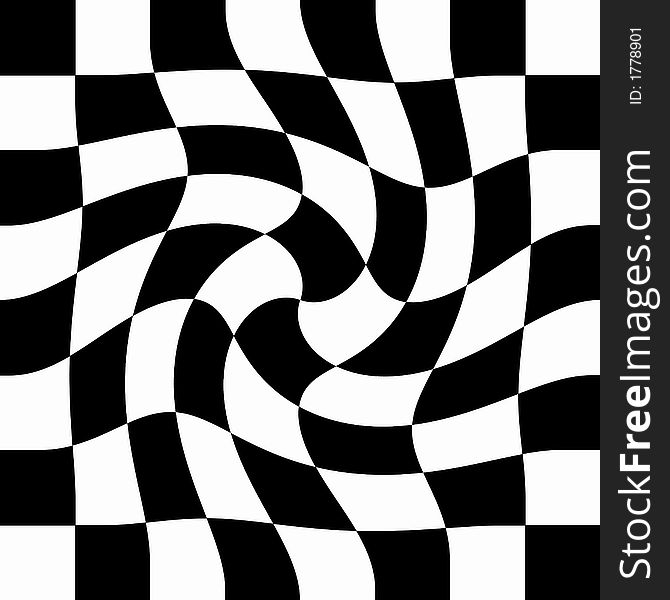 Chess Board Abstract - Eight By Eight Fields Alternating In Black And White With Twirl Center