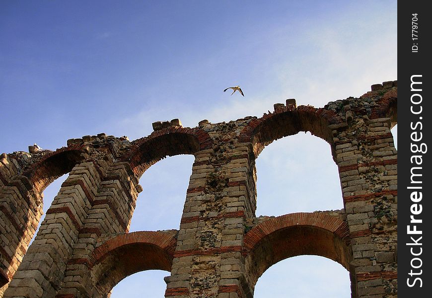 Aqueduct of the miracles in the city of Mérida, South of Spain. Aqueduct of the miracles in the city of Mérida, South of Spain.