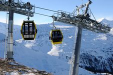 Yellow Cabins With Cableway Royalty Free Stock Photo Yellow Cabins With Cableway Royalty Free Stock Photo