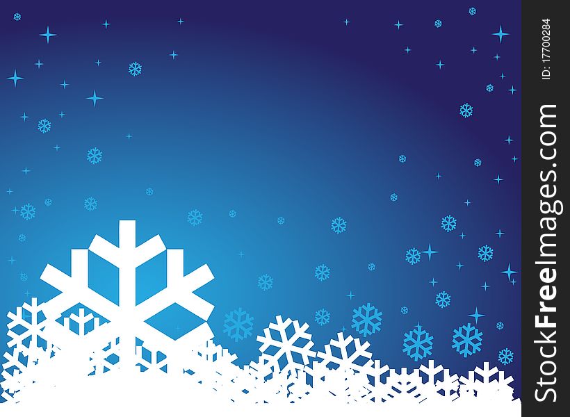 Winter background with snowflakes on the blue background