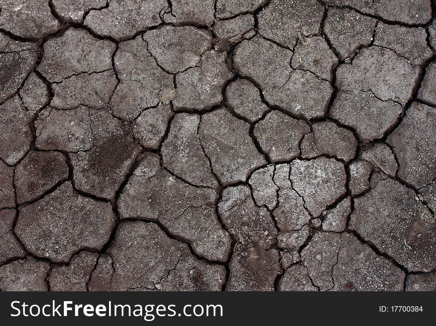 Cracked soil pattern from hot weather