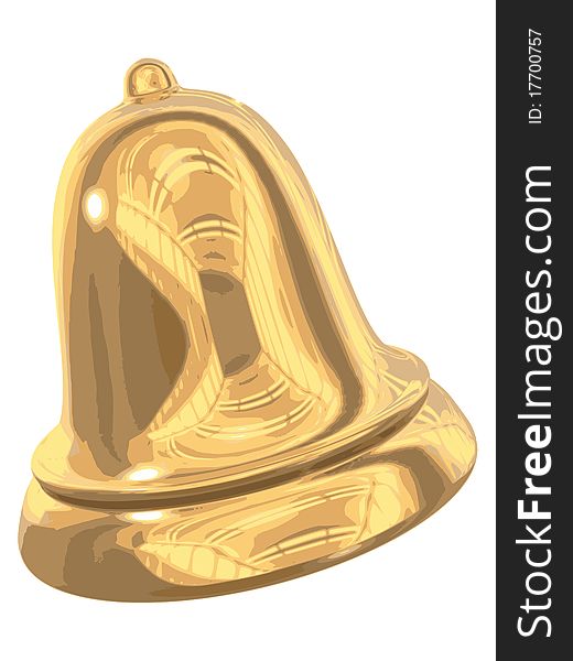 Colored vector illustration of 3D golden bell