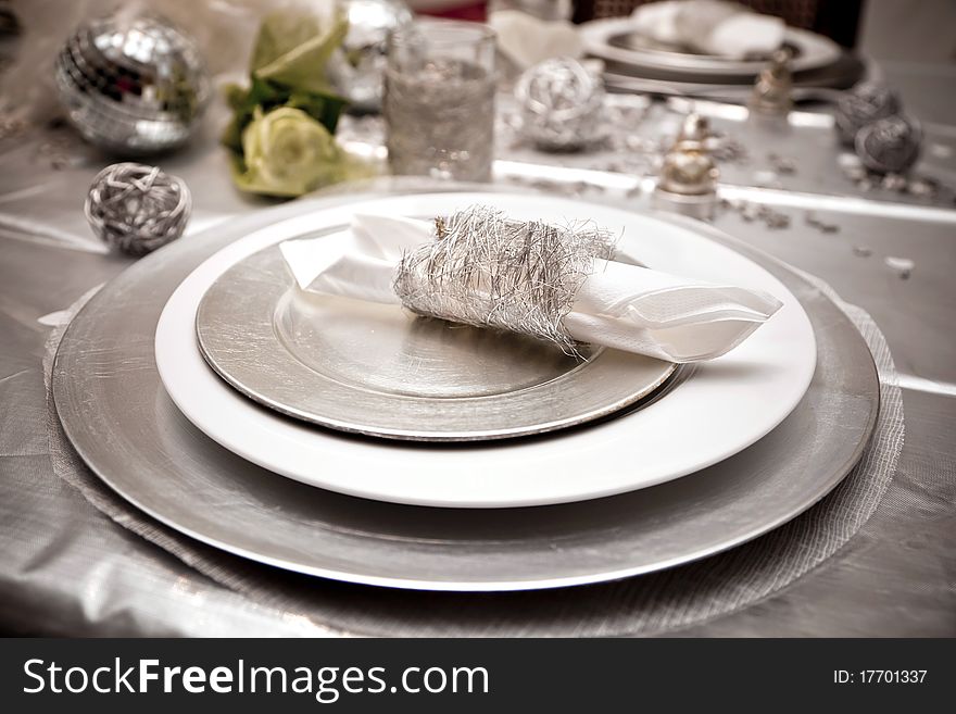 Details of a festive table for christmas