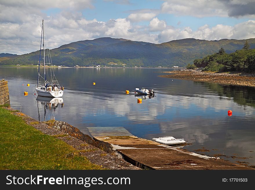 A slipway for launching boats on Loch Linnhe in Argyll and Bute, Scotland. A slipway for launching boats on Loch Linnhe in Argyll and Bute, Scotland.