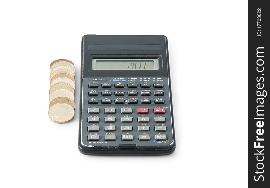Calculator and a lot of gold coins