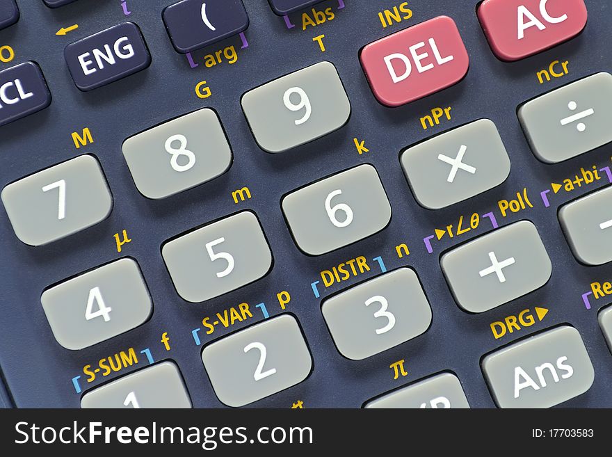 Buttons of a scientific calculator