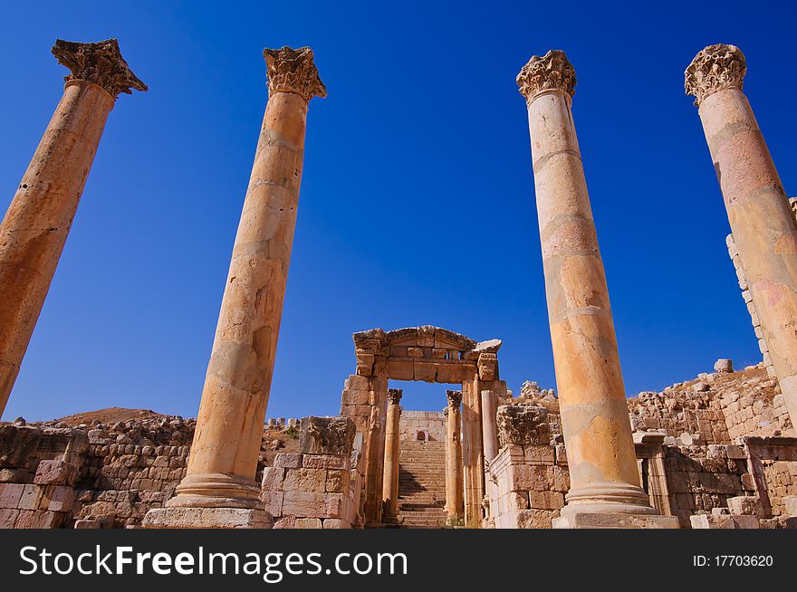 Ancient Columns In Jerash