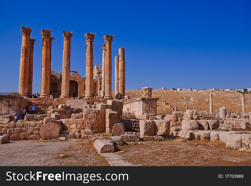 This roman temple are still one of the most remarkable monuments left of the ancient city of Jerash. This roman temple are still one of the most remarkable monuments left of the ancient city of Jerash.