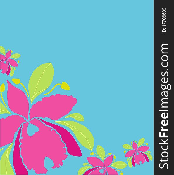 A floral pattern design based on orchid motif, spce for copy text.