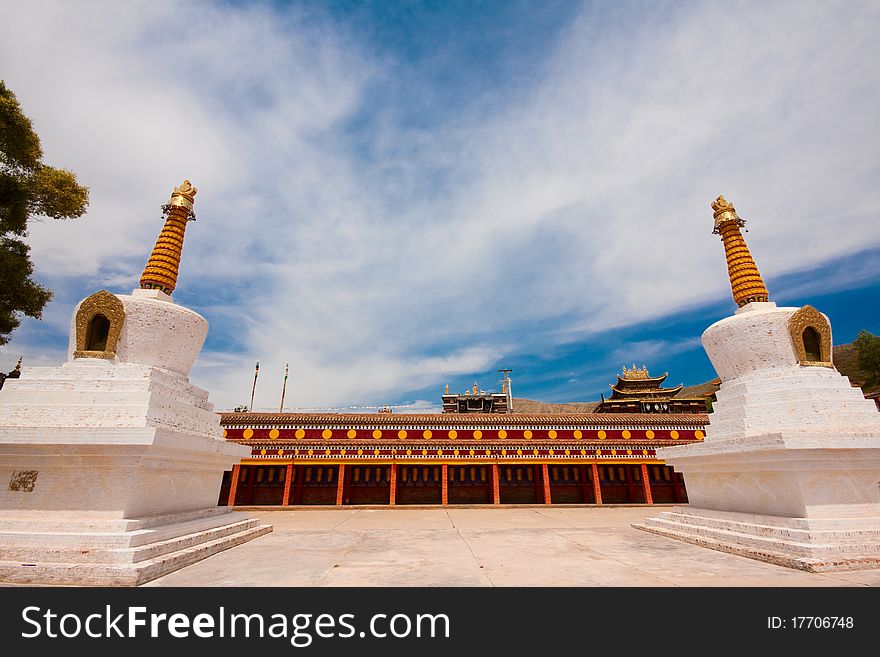 Tibet Temple in blue sky,Tibet,china. Tibet Temple in blue sky,Tibet,china.