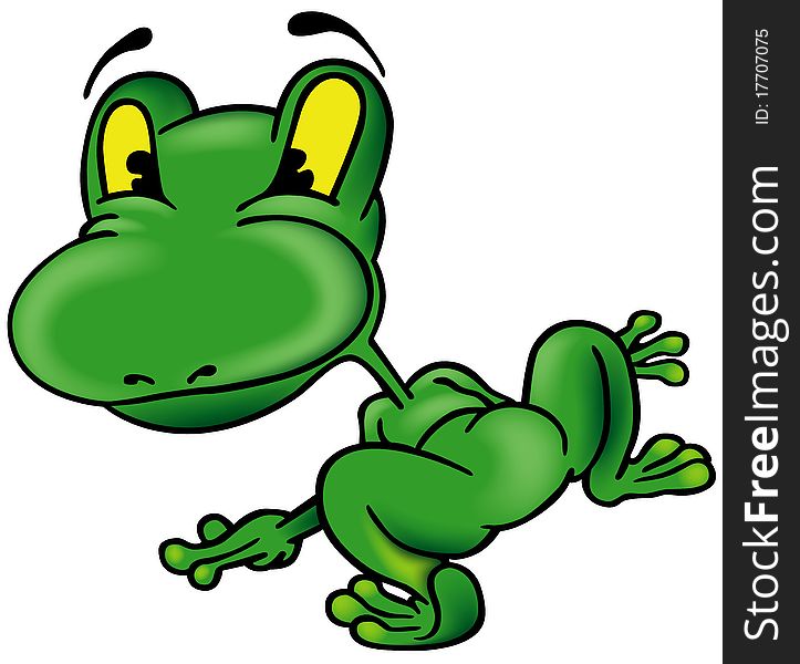 Frog from the Back - colored cartoon illustration,