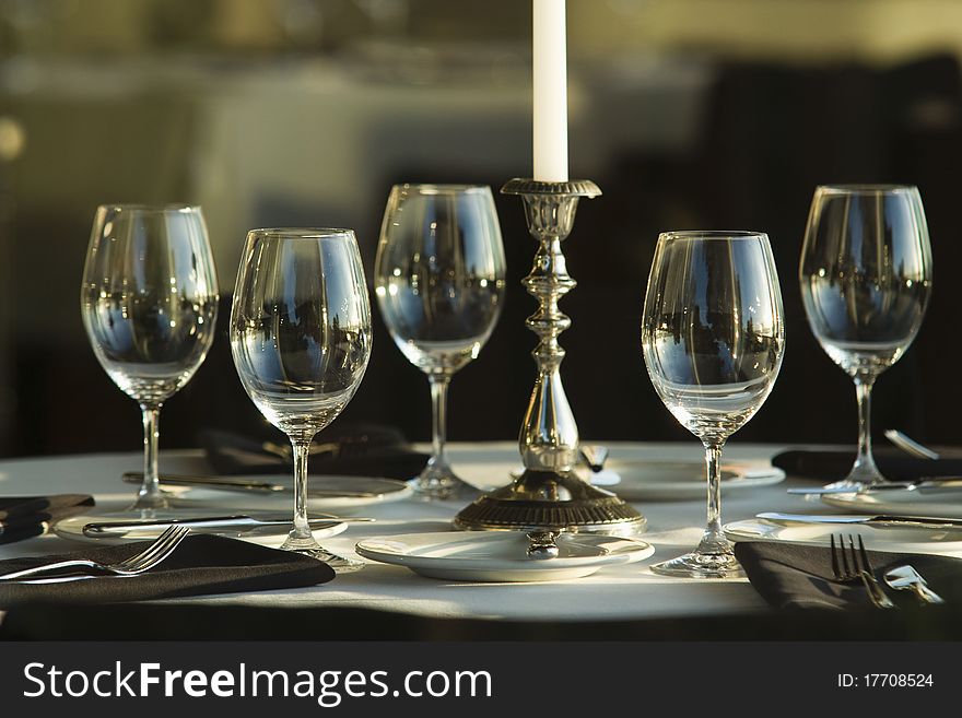 Dinner table set for 5 persons