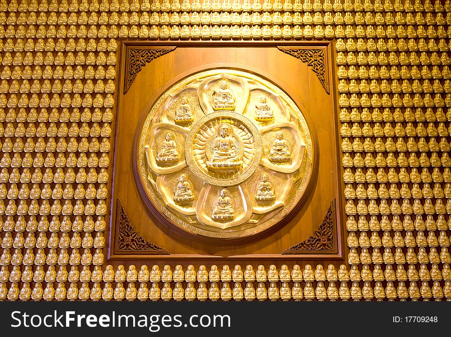 Million of golden Buddha statue in chinese temple Thailand