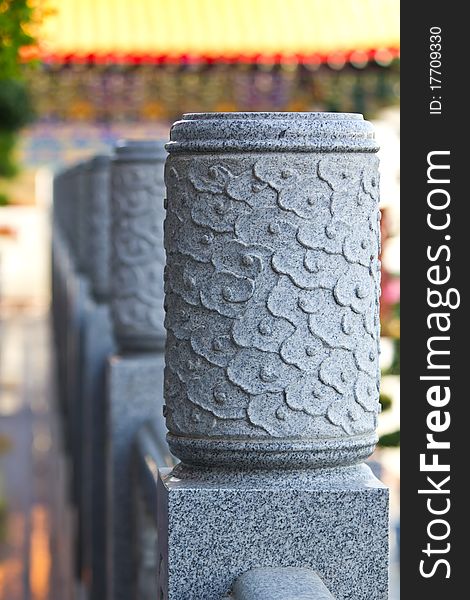 A head of column chinese style in chinese temple Thailand