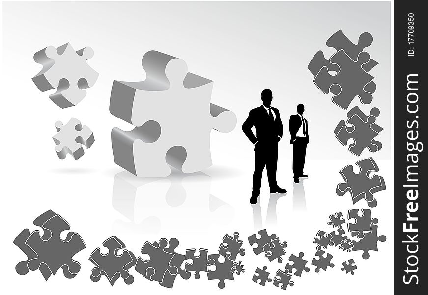 Business concept design with 3d puzzle