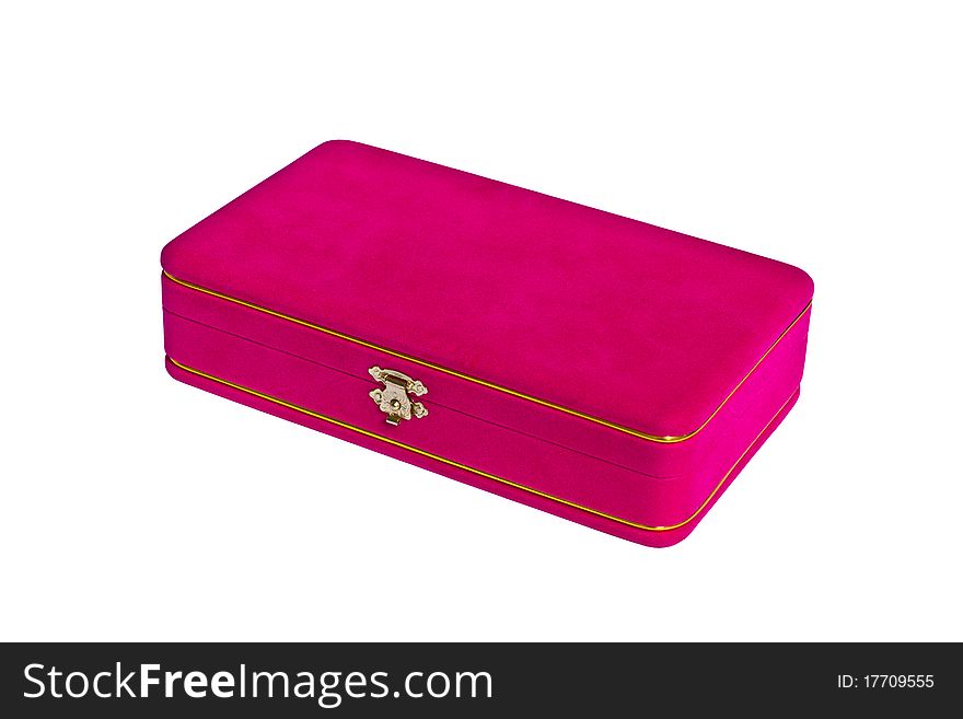 Pink velvet box isolated on white background