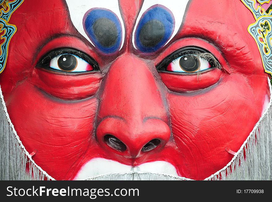 Giant Size Chinese Opera Mask On Display Outdoor. Giant Size Chinese Opera Mask On Display Outdoor