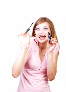The Girl With Eyeshadow Royalty Free Stock Photography