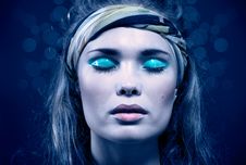 Beautiful Young Woman With Blue Make-up Stock Images Beautiful Young Woman With Blue Make-up Stock Images