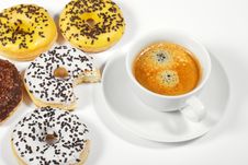 Donuts With Cup Of Coffee Royalty Free Stock Photo Donuts With Cup Of Coffee Royalty Free Stock Photo