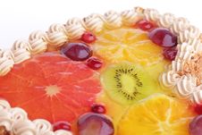 Cake With Cream Garnished With Fruits In Jelly Iso Royalty Free Stock Photo Cake With Cream Garnished With Fruits In Jelly Iso Royalty Free Stock Photo