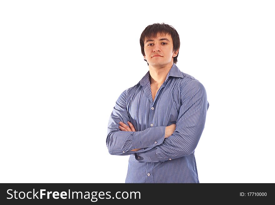 Adult Man With Charming Sight In Isolate Backgroun