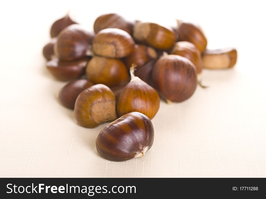 Chestnuts on a white background