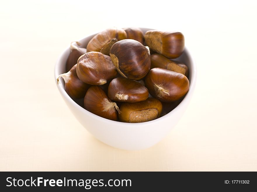 Chestnuts on a white background