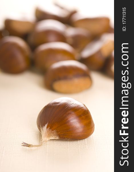 Chestnuts on a white background