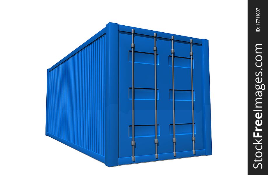 3d render of cargo container on white