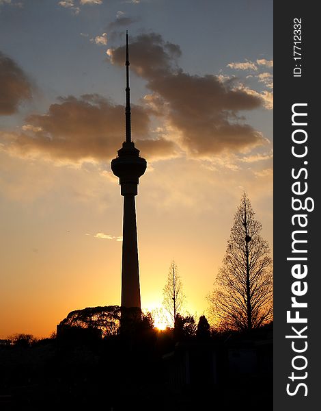 The China Central Television (CCTV) Tower is the tallest structure in Beijing, China. It has an observation deck at 238 metres (781 ft), and the tip of its antenna reaches a height of 405 metres (1,329 ft). It provides panoramic views over the city from its restaurant and observation deck. It is a member of the World Federation of Great Towers.