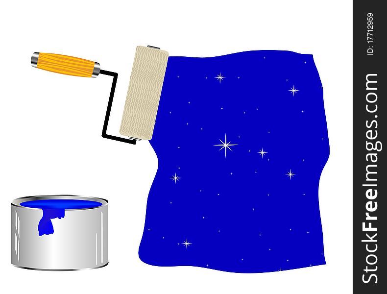 Sky with star and painting tools. Sky with star and painting tools