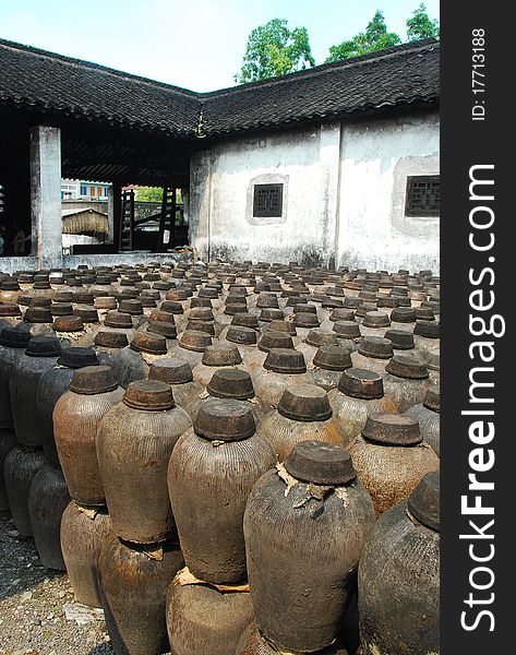 Make wine for hundreds years jars in a Springside of China. Make wine for hundreds years jars in a Springside of China