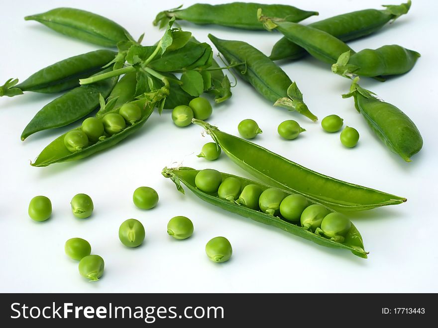 Picked pea on the white background. Picked pea on the white background