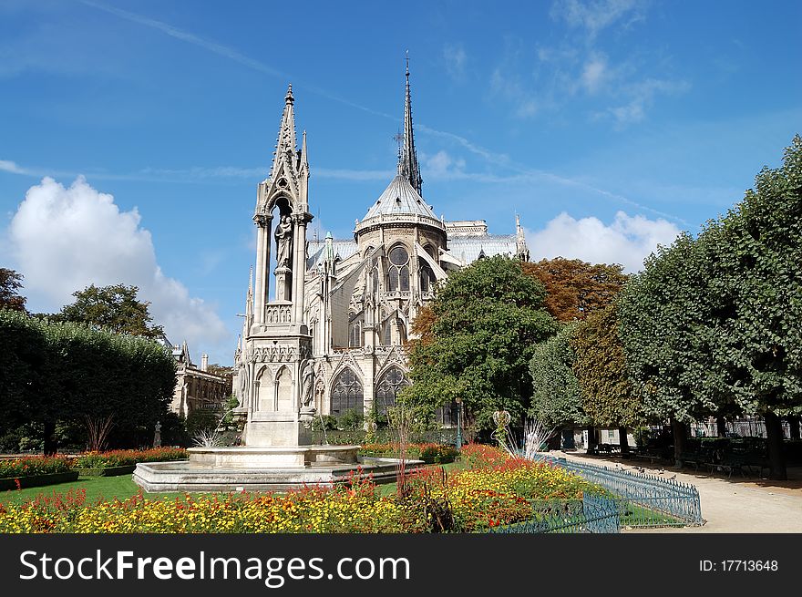 Square Jean XXIII at Notre Dame Cathedral in Paris. Square Jean XXIII at Notre Dame Cathedral in Paris