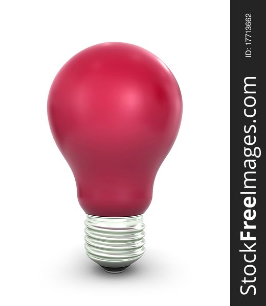 Red lightbulb. Isolated on white