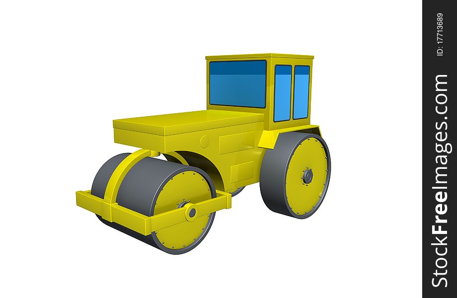 A illustration of road roller on white
