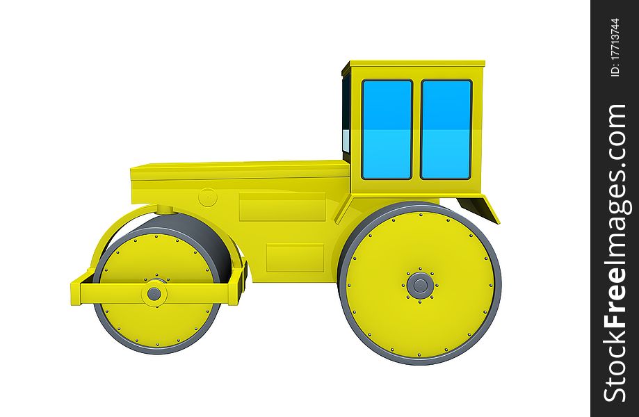 A illustration of road roller on white