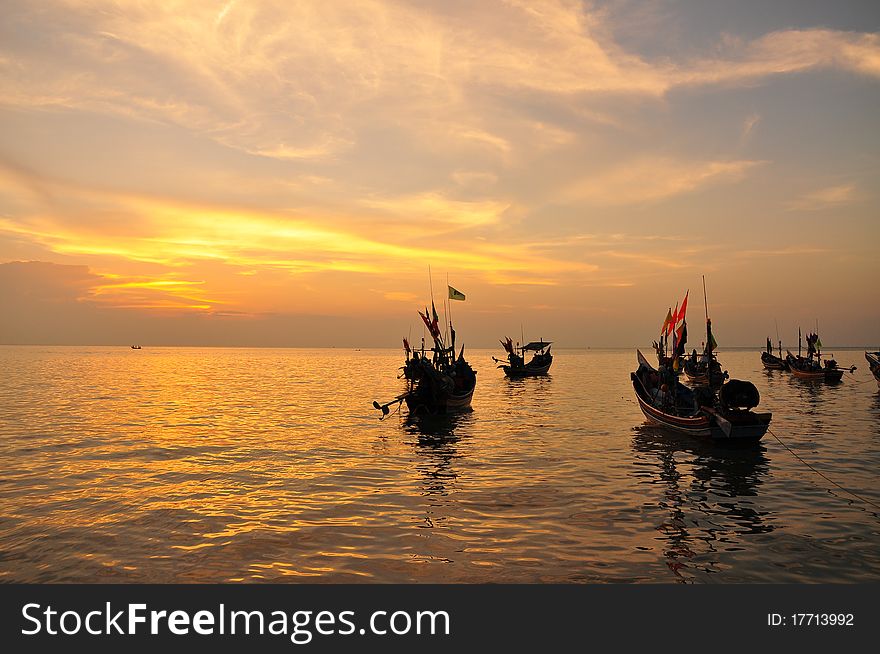 Sunset over sea at phaghan thailand