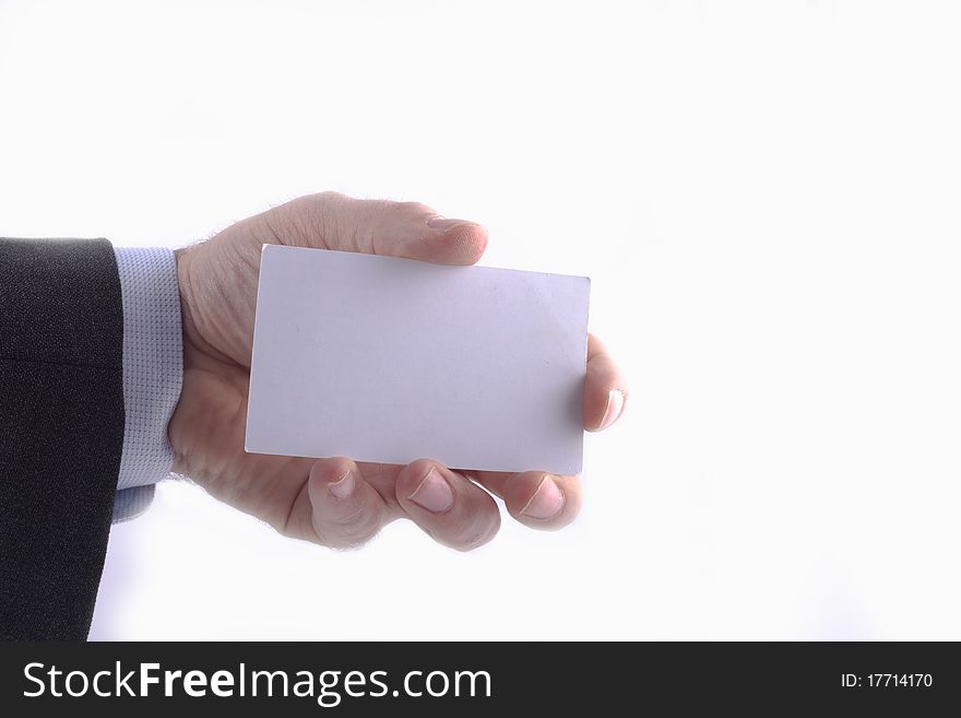 Business man showing business card