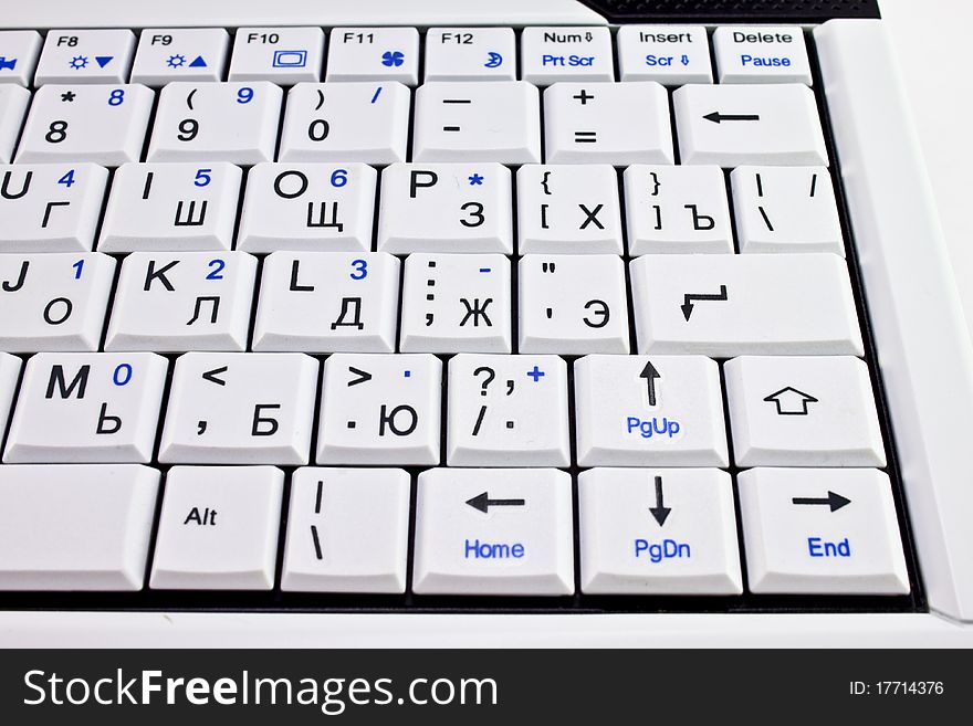 Keyboard netbook white with black letters. Keyboard netbook white with black letters