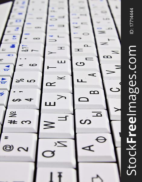Keyboard netbook white with black letters. Keyboard netbook white with black letters