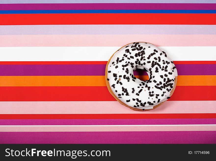 Sweet Donut on red tablecloth