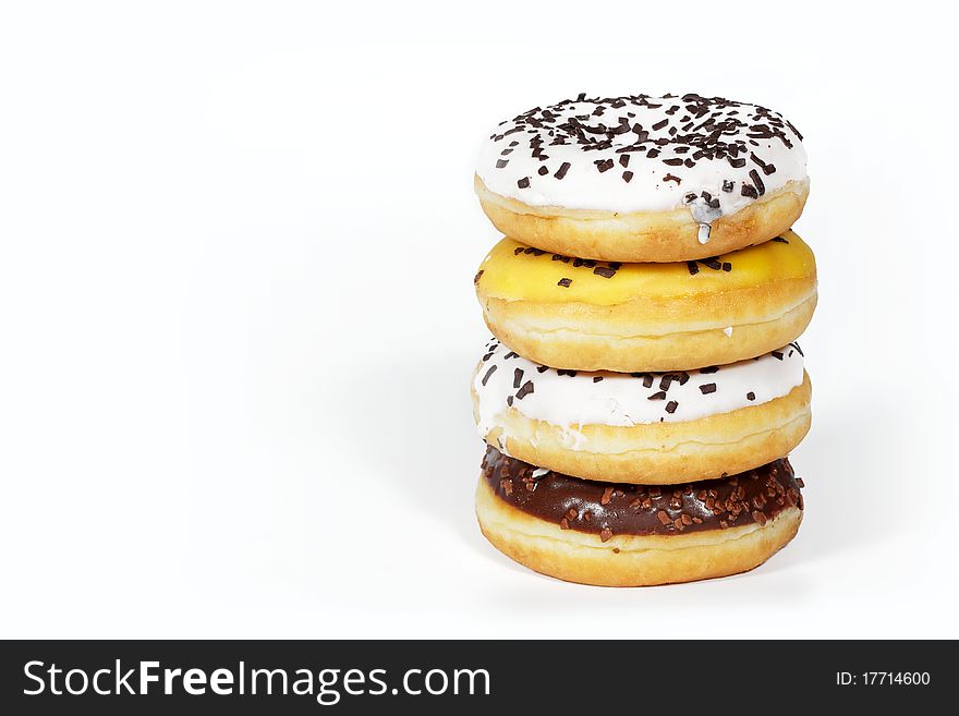 Assorted donuts on a white background. Assorted donuts on a white background